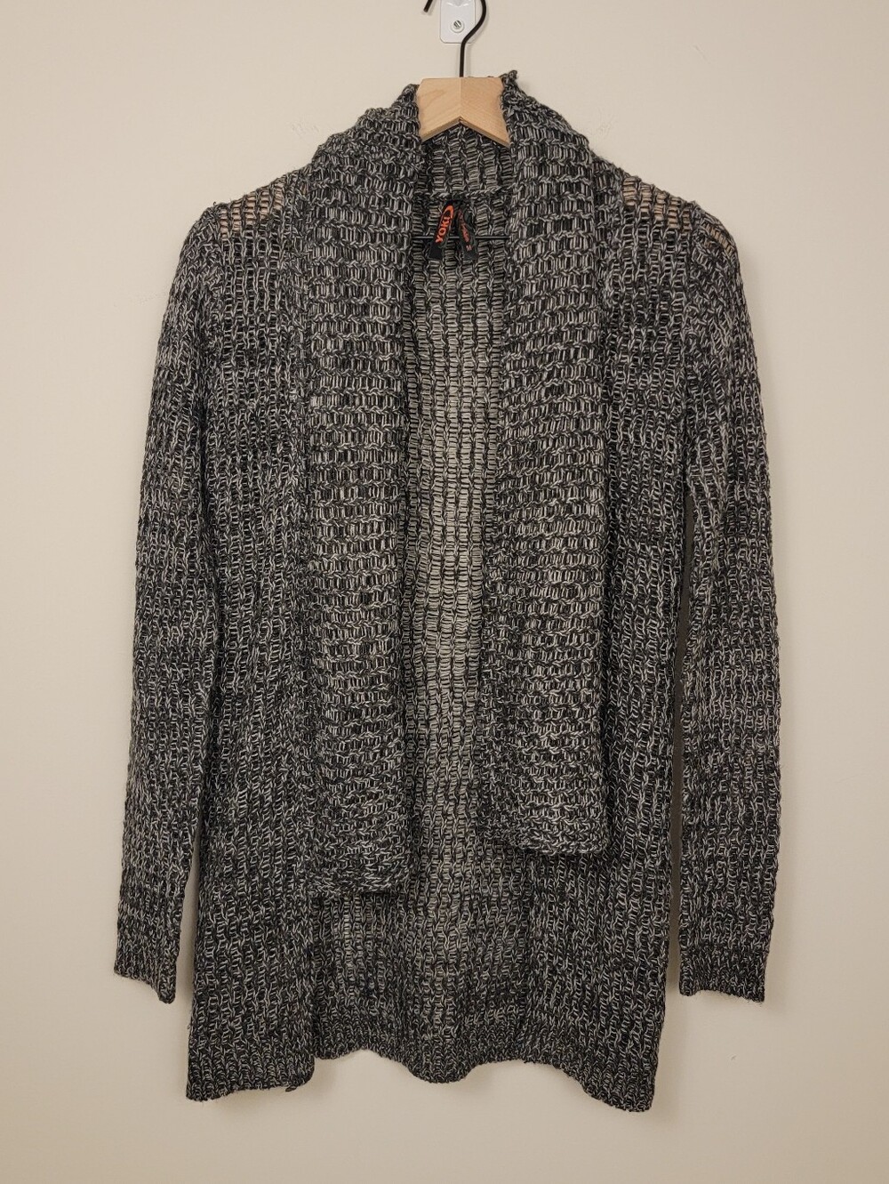 Yoki Open Front Chunky Loose Knit Shawl Collar Cardigan Sweater Gray Medium